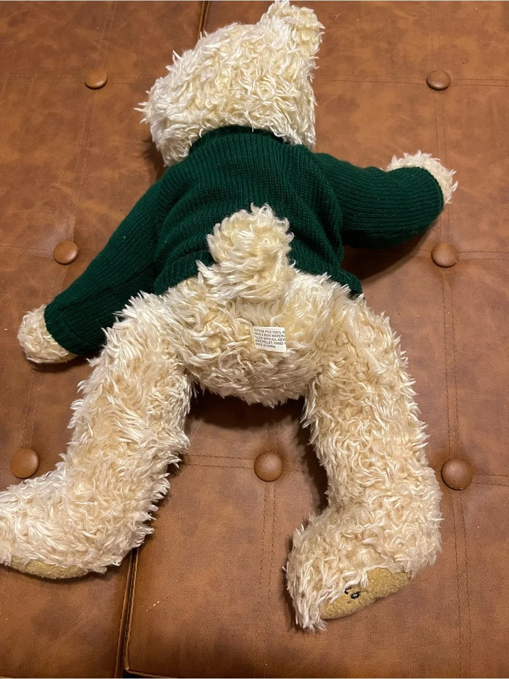 Vintage 1997 Belkie Bear Plush 19” Jointed Teddy Bear w/ Green Sweater